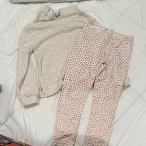 Splendid Cream and Gold Polka Dot Top